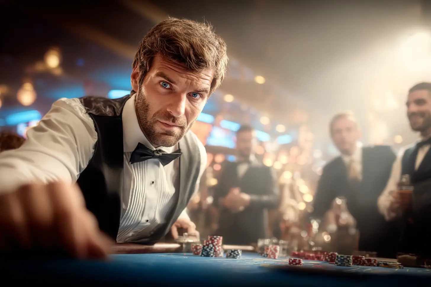 Mesa de casino en vivo con crupier en la app de 1xBet